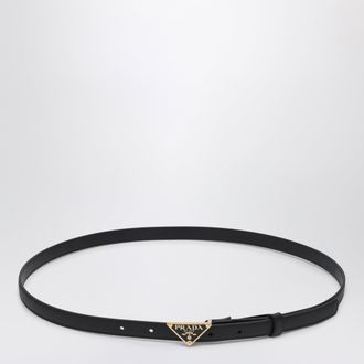 Prada Cintura nera in Saffiano con triangolo logo