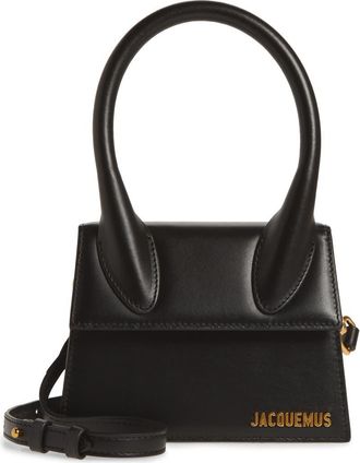 Jacquemus Le Chiquito Moyen Leather Top Handle Bag in Black at Nordstrom