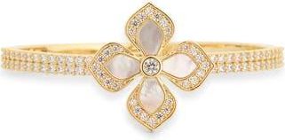 Eye Candy Los Angeles Colette Cubic Zirconia Flower Cuff Bracelet in Gold at Nordstrom Rack