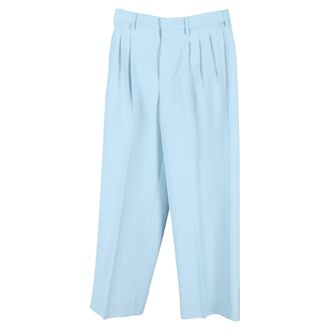 Ami Paris Pleated Trousers in Light Blue Wool