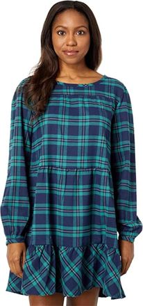 Southern Tide Southern Tide Nadia Flannel Intercostal Dress Green Blue Plaid JZZ362