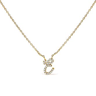 House of Brilliance 14K Yellow Gold Diamond Accent K Initial Script Style Pendant Necklace