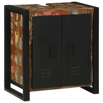 vidaXL Mueble De Lavabo Con Estante Marr&oacute;n Madera S&oacute;lida Recuperada Vidaxl