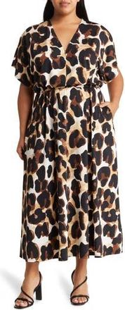 By Design Print Short Sleeve Maxi Dress in Kitten at Nordstrom Rack, Size 0X
