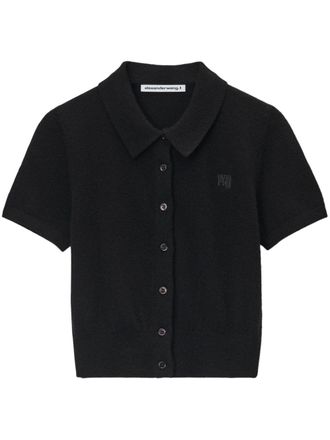 Alexander Wang logo-embroidered polo shirt - Black
