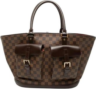 Louis Vuitton Pre-owned Manosque GM Tote Bag - Dames - Vintage Shopper - Bruin - ONE Size - Leer - Vintage