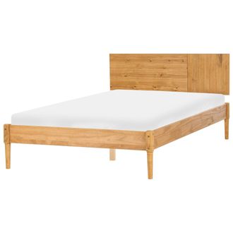 Beliani Cama Con Somier Estilo Escandinavo De Madera De Pino Natural 140 X 200 Cm Marr&oacute;n Claro Flavignac