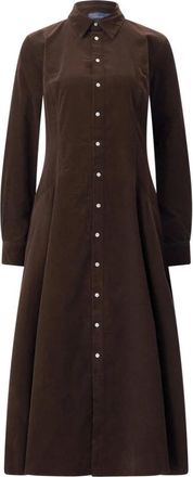 Polo Ralph Lauren Lange overhemdjurk - Dames - Shirt Kleedjes - Bruin - S - Katoen - Kleedjes