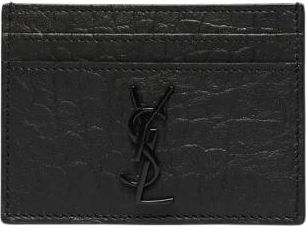 Saint Laurent Zwarte leren kaarthouder - Heren - Portefeuilles - Zwart - ONE Size - Leer - Accessoires
