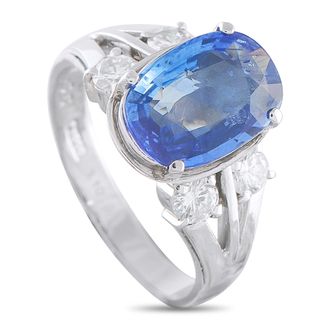 Luxury Bazaar Platinum 0.55ct Diamond and Sapphire Ring MF30-052126