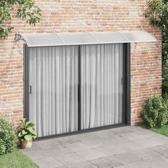 vidaXL Marquesina Puerta Policarbonato Gris Y Transparente 350x75 Cm Vidaxl