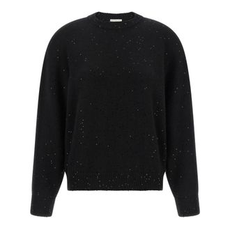 Brunello Cucinelli Diamante Jumper - female - Brunello Cucinelli - Cashmere Knitwear - Black - S - Knitwear