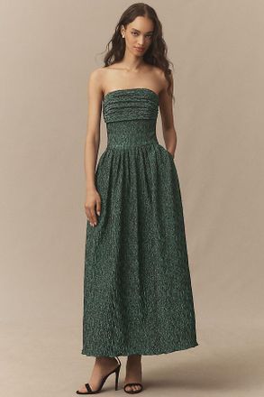Shoshanna Lillia Strapless Ruched Midi Dress