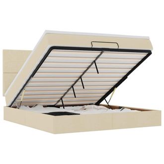 vidaXL Struttura Letto Pouf Con Materasso Crema 160x200 Cm In Tessuto Vidaxl
