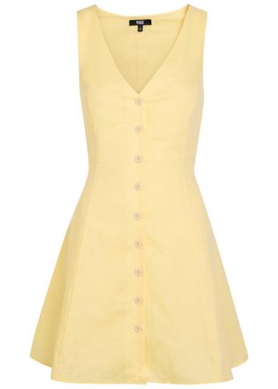 Paige Raye Linen and Cotton-blend Mini Dress - Yellow - S (UK8-10 / S)