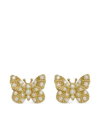 Tanya Farah Fine Jewelry 18K yellow gold Butterfly diamond and enamel Butterfly earrings - women - Diamond/18kt Yellow Gold - One Size