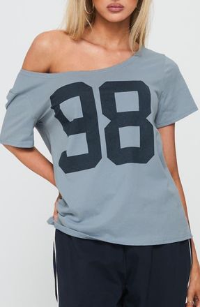 Princess Polly Stayback One-Shoulder Graphic T-Shirt in Blue at Nordstrom, Size 12