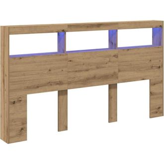 vidaXL Headboard Cabinet with led Artisan Oak 180x17x102 cm Vidaxl