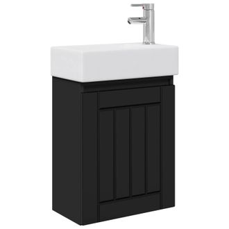 vidaXL M&oacute;dulo De Ba&ntilde;o Con Grifer&iacute;a Negro 45,5 X 25,5 X 84 Cm Vidaxl