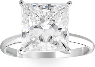 Pompeii3 Certified 5Ct Princess Cut Diamond 14k White Gold Engagement Ring Lab Grown