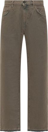 Amish Brown Straight Mid Rise Jeans