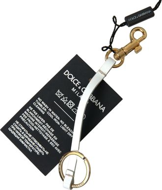 Dolce & Gabbana Zwarte Siliconen DG Logo Gouden Messing Sleutelhanger