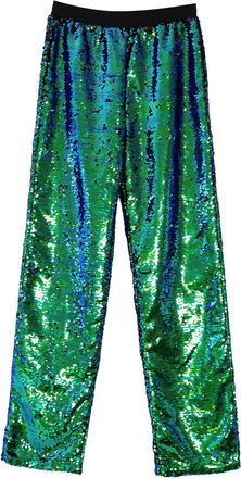 Generic Mens Wide Leg Sequin Pants Sparkle Baggy Tracksuits Elastic Waist Dance Pants Hip Hop Sparkly Clubwear Disco Joggers Trousers