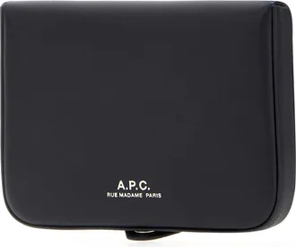 A.P.C. Mens Navy Blue Leather Card Holder Darknavy Exterior: Portafogli Wallet