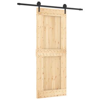 vidaXL Puerta Corredera Natural Y Negro 80 X 210 Cm Vidaxl