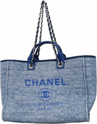 Chanel Blue Tweed Tote Bag (Pre-Owned)