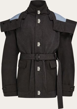 Ferragamo Men Cropped parka with hood Brown