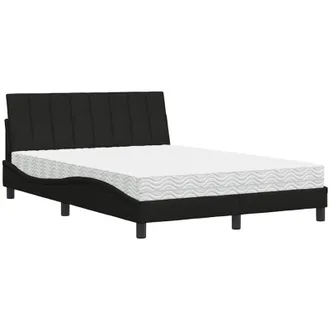 vidaXL Vidaxl - Cama Con Colch&oacute;n Tela Negro 140x200 Cm
