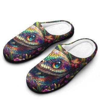 Generic Colorful Flower Snake Womens Slippers Warm House Slippers Indoor House Shoes with Anti-Skid Rubber Sole