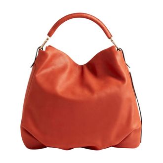 Borbonese Bice Hobo Bag Medium - Dames - Tassen - Oranje - Maat: ONE Size Leer