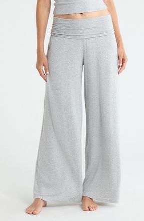 Lunya Rib Foldover Waist Pajama Pants in Napping Dove Heather at Nordstrom, Size X-Small