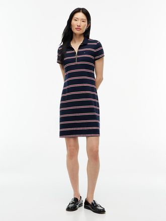 Tommy Hilfiger Womens Striped Quarter-Zip Polo Dress - Navy Blue - XXL