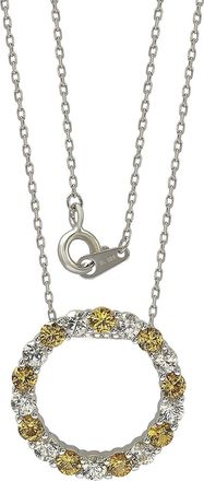 Suzy Levian Sterling Silver Yellow Sapphire & Diamond Accent Alternating Circle Eternity Necklace