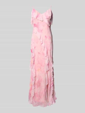 Jake*s Abendkleid mit Volants in Hellrosa Melange, Gr&ouml;&szlig;e 42