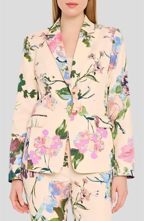 Tahari by ASL Floral Blazer in Sand Peach at Nordstrom, Size 14