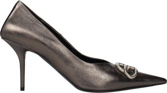 Balenciaga Mujers Escote de cuero gris/bronce