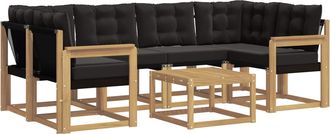 vidaXL Conjunto De Sof&aacute;s De Exterior 7 Uds. Blanco Y Negro Vidaxl