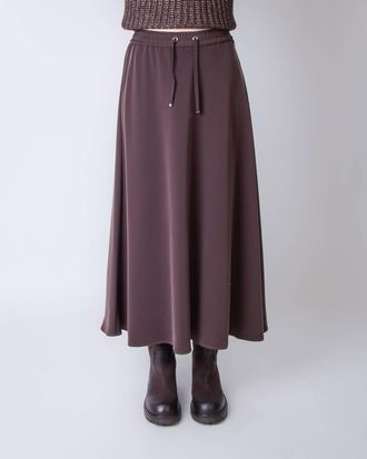 Herno Womens Relaxed Adjustable Drawstring Waist Skirt In Brown