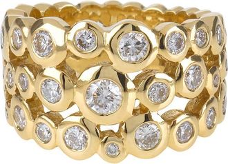Dower & Hall 18k Gold & Diamond Triple Row Dotty Ring - 2.00CT