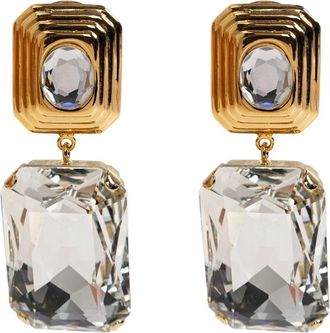 Alessandra Rich Oorclips met Kristallen - Dames - Oorbellen - Geel - ONE Size - Accessoires