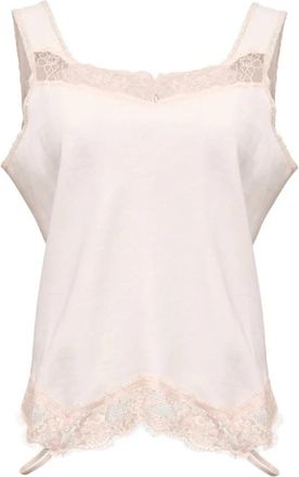 Maison Margiela Mirrored Lace Slip Top - Dames - Tops zonder mouwen - Roze - M - Katoen - Tops