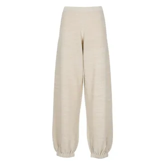 Fabiana Filippi Sweatpants, female, Beige, Size: 2XS Jogger Pants in Wool, Cotton and Lurex