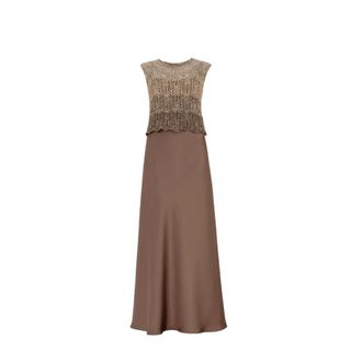 D.exterior Maxi Dresses, female, Brown, Size: S Embellished-detail Maxi Dress