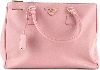 Prada Double Zip Lux Saffiano leren medium shopper - Roze