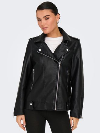 Only Lederimitatjacke ONLY ONLMILLE FAUX LEATHER JACKET OTW, Damen, Gr. XL, schwarz, Web, Obermaterial: 100% Polyester, unifarben, l&auml;ssig geschnitten, Jack