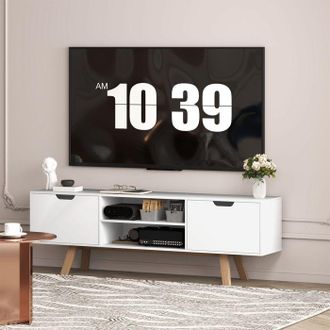 OEM Mueble De Tv Para Televisores De Hasta 65 Pulgadas, Con 2 Armarios Y 2 Estantes, Mueble De Sal&oacute;n, 150 X 39 X 50 Cm, Blanco